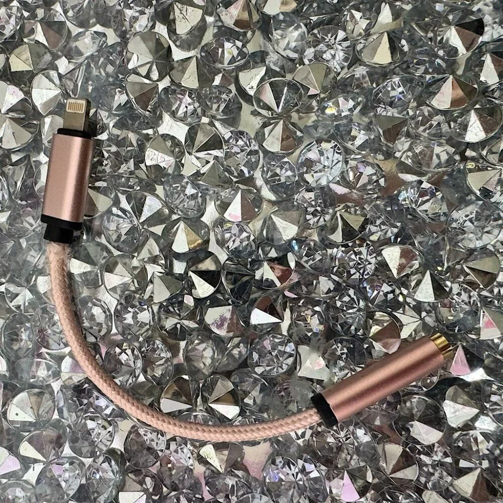 iPhone cord with audio jack adapter rose gold pink cable mini braided cords